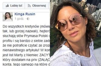 Kinga Rusin do internautów po awanturze o wpis: "KRETYNI, hejterzy, idźcie przeprosić za to do kościoła!"