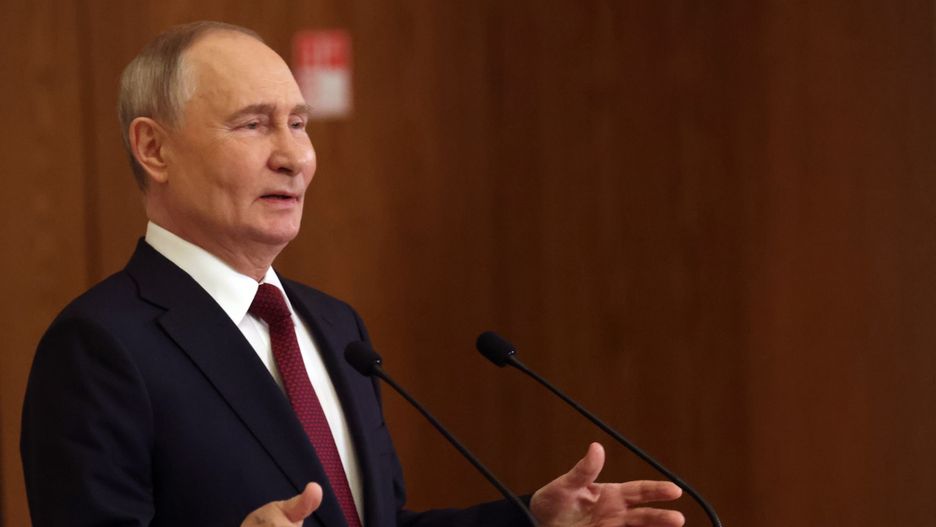 ASTANA, KAZAKHSTAN - NOVEMBER 28 (RUSSIA OUT) Russian President Vladimir Putin speaks during his press conference after the SCTO Summit at the Palace of Independence, November 28, 2024, in Astana, Kazakhstan. Putin is meeting with Kazakh counterpart Kassym-Jomart Tokayev in the capital, a day before he is expected to attend the Collective Security Treaty Organization (CSTO) summit in Astana. (Photo by Contributor/Getty Images)