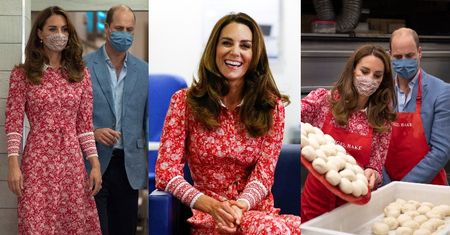 Zaangażowani Książę William i księżna Kate we wzorzystej sukience za 2700 złotych wyrabiają bajgle w lokalnej piekarni (ZDJĘCIA)