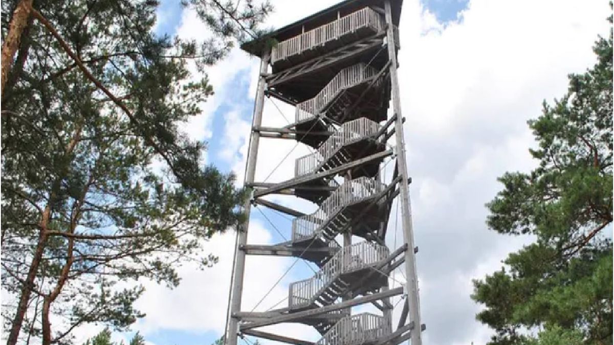 Kochankowie zostali przyłapani na szczycie wieży widokowej w Świętnie pod Wolsztynem.