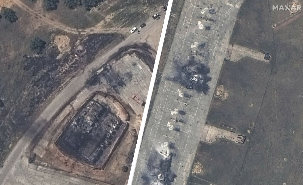 Skutki ukraińskiego ataku w bazie Belbek na Krymie 