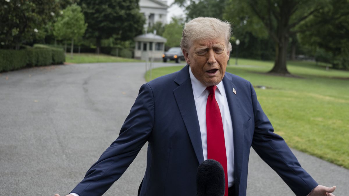 WASHINGTON DC, UNITED STATES - JUNE 15: United States President Donald Trump departs from the White House to Calgary, Canada on June 15, 2025, in Washington, DC. President Trump speaks to the press before departure. (Photo by Celal Gunes/Anadolu via Getty Images)