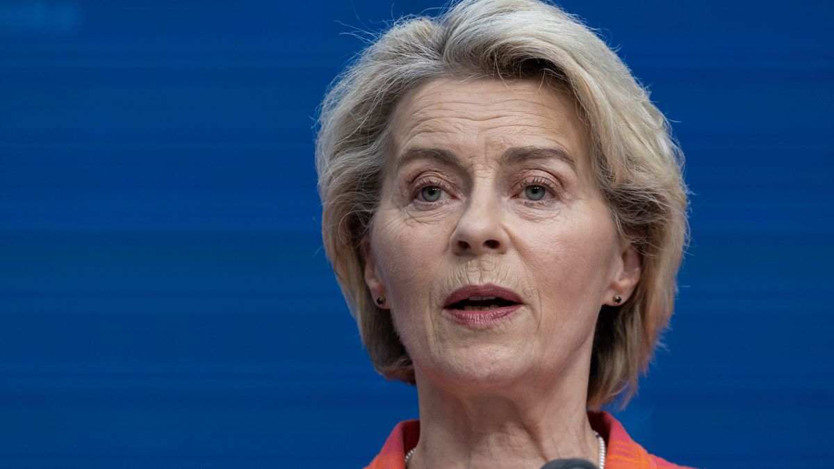President of the European Commission Ursula von der Leyen talks during a joint press conference with the President of the European Council Charles Michel and the Prime Minister of Belgium Alexander De Croo after the end of the European Council Summit, a meeting of the EU leaders. The summit was about the bloc signing a security agreement with Ukraine and held discussions on further military support while the Presidnet of Ukraine was earlier at the Council, discussed bloc's defence, future strategic agenta, Middle East, security while the EU heads of states agreed on the top official nominations for the blocs key power roles. Brussels, Belgium on June 28, 2024 (Photo by Nicolas Economou/NurPhoto via Getty Images)