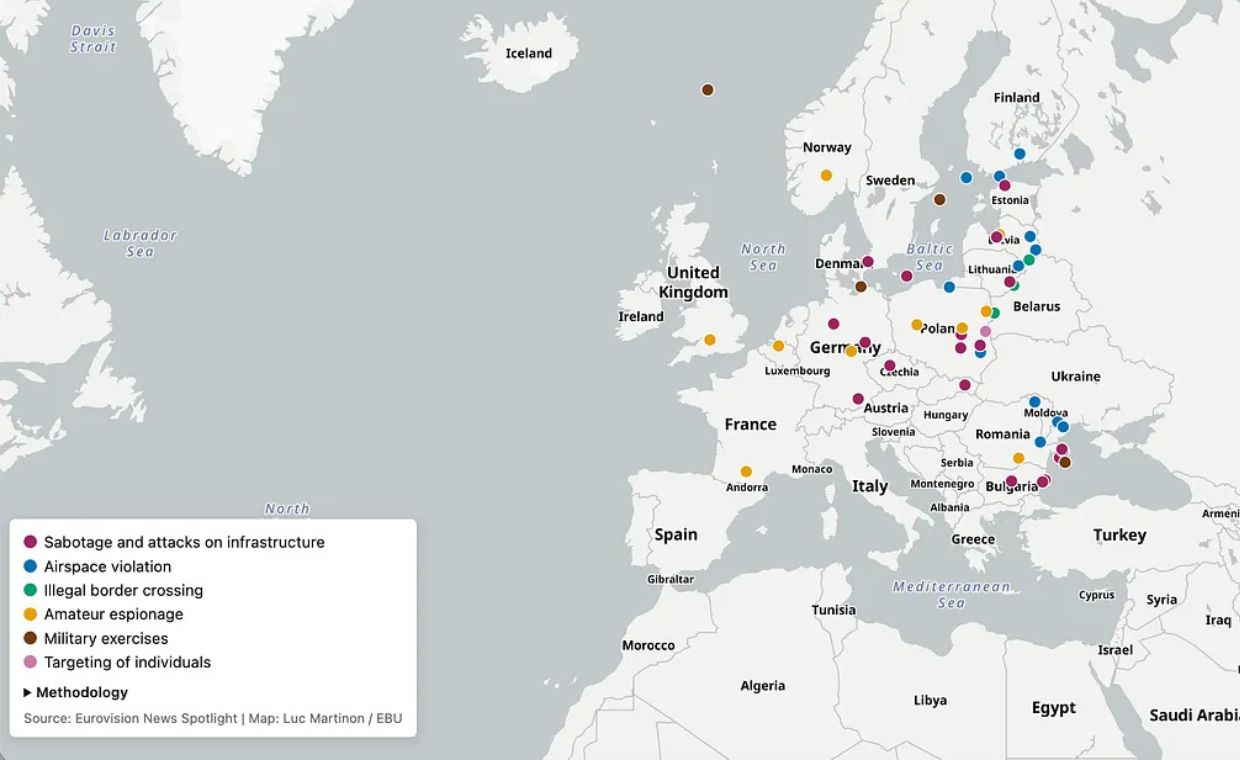 Mapa incydentów hybrydowych Kremla