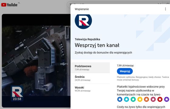 TV Republika z subskrypcją na YouTubie. Za co trzeba płacić?