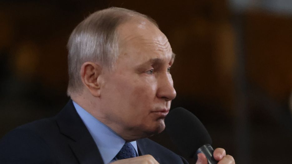TULA, RUSSIA - APRIL 4: (RUSSIA OUT) Russian President Vladimir Putin speeches during his meeting with workers at the Tulazheldormash plant of the PTK Group, on April 4, 2023 in Tula, Russia. Putin is on a one day trip to Tula, an industrial city, located 193 kilometers (120 mi) south of Moscow. (Photo by Contributor/Getty Images)
