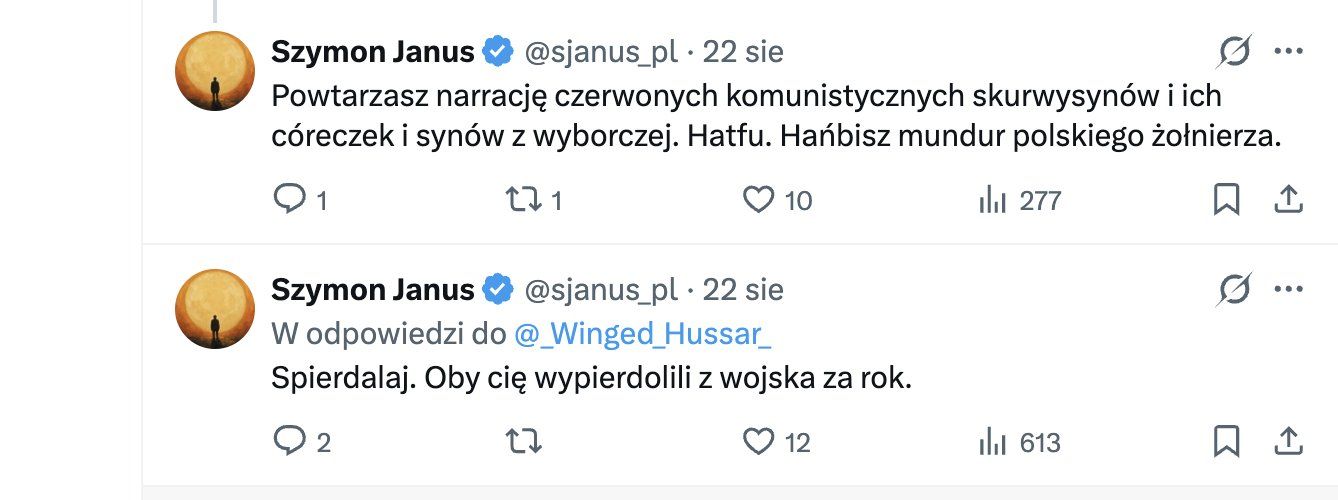 Screeny wpisów Szymona Janusa. 