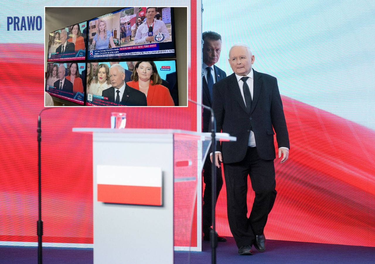 Mariusz Błaszczak i Jarosław Kaczyński w siedzibie PiS