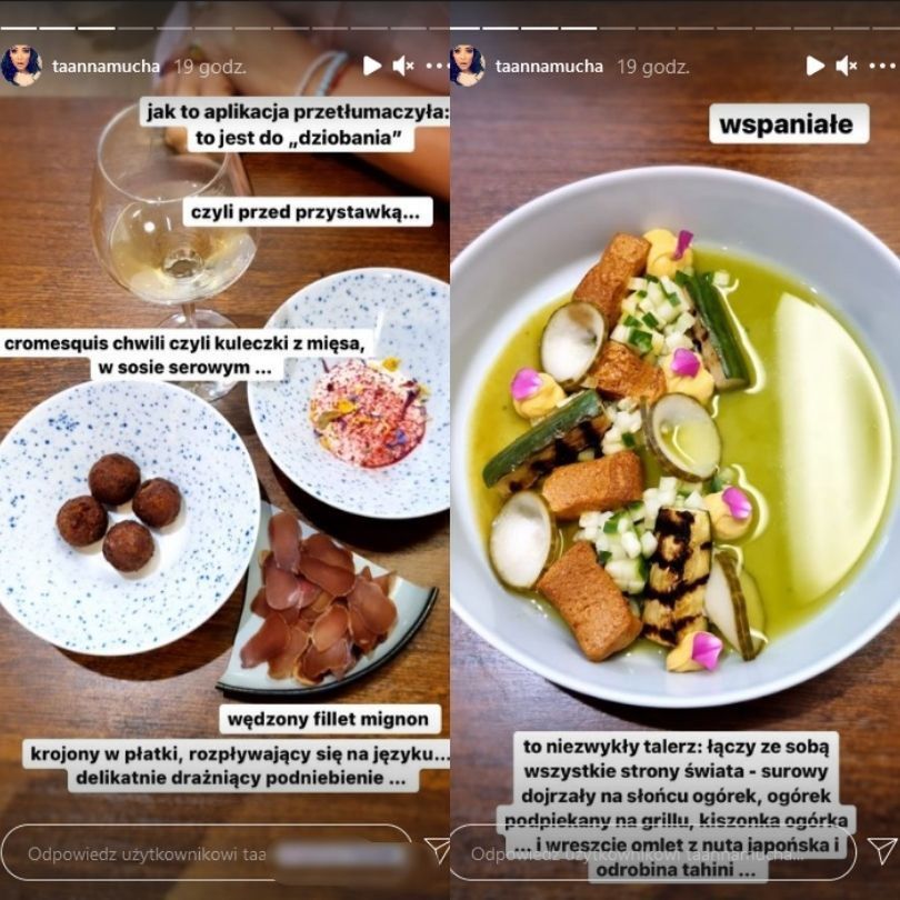 Anna Mucha relacjonuje wizytę we francuskiej restauracji