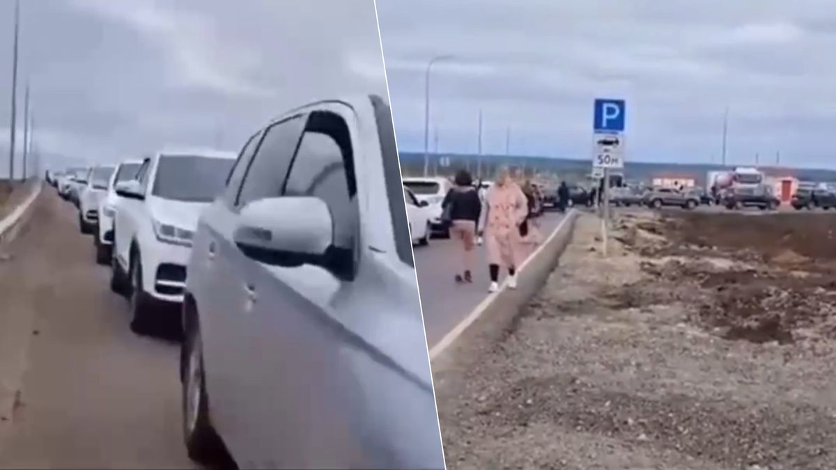 Kolejki do jednej ze stacji benzynowych 