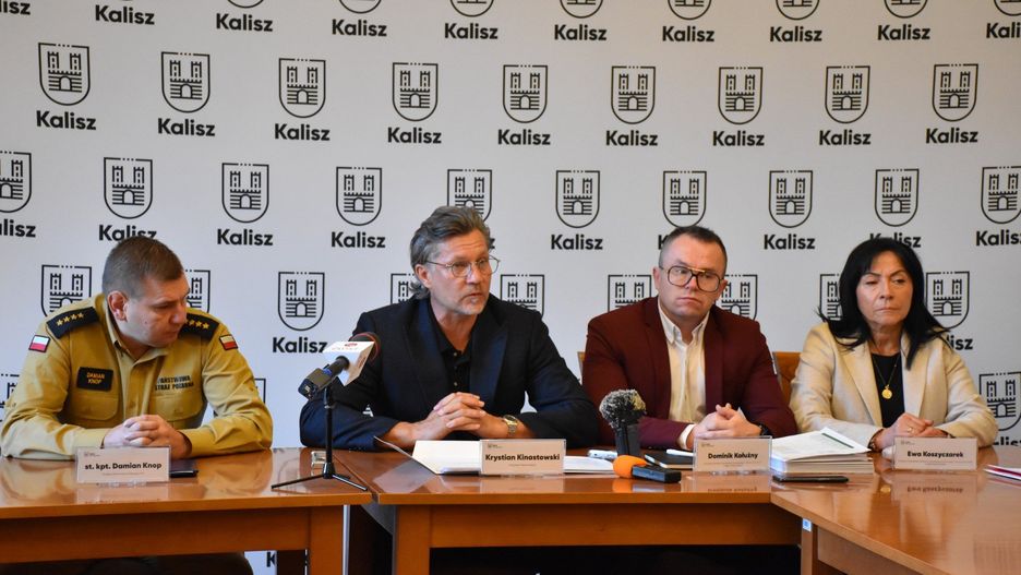 Konferencja prasowa na temat dofinansowania z Programu Ochrony Ludności i Obrony Cywilnej na lata 2025-2026 dla Miasta Kalisza