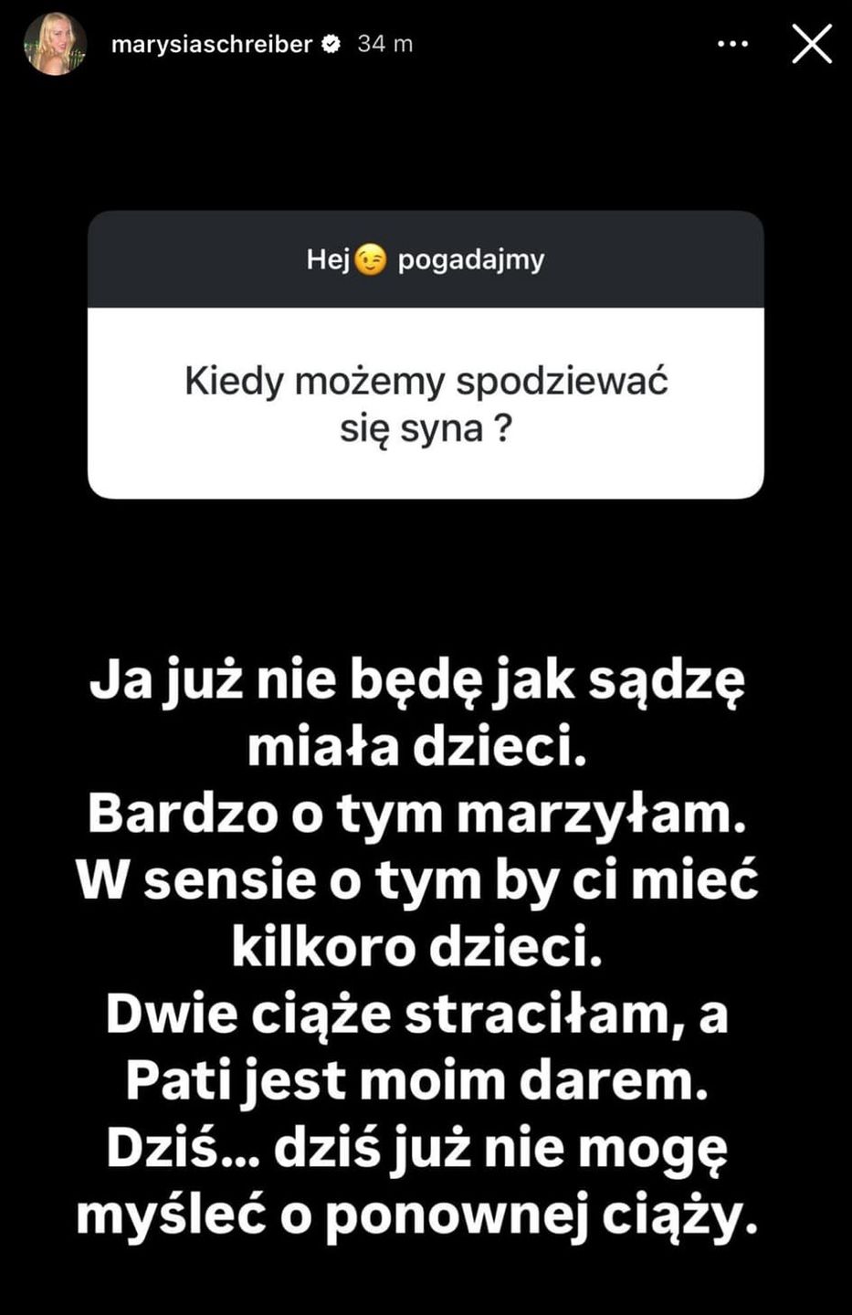 Marianna Schreiber zapytana o powiększenie rodziny