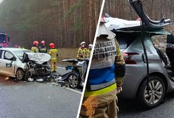 Groźny wypadek w Świętokrzyskiem. Ranni uwięzieni we wraku