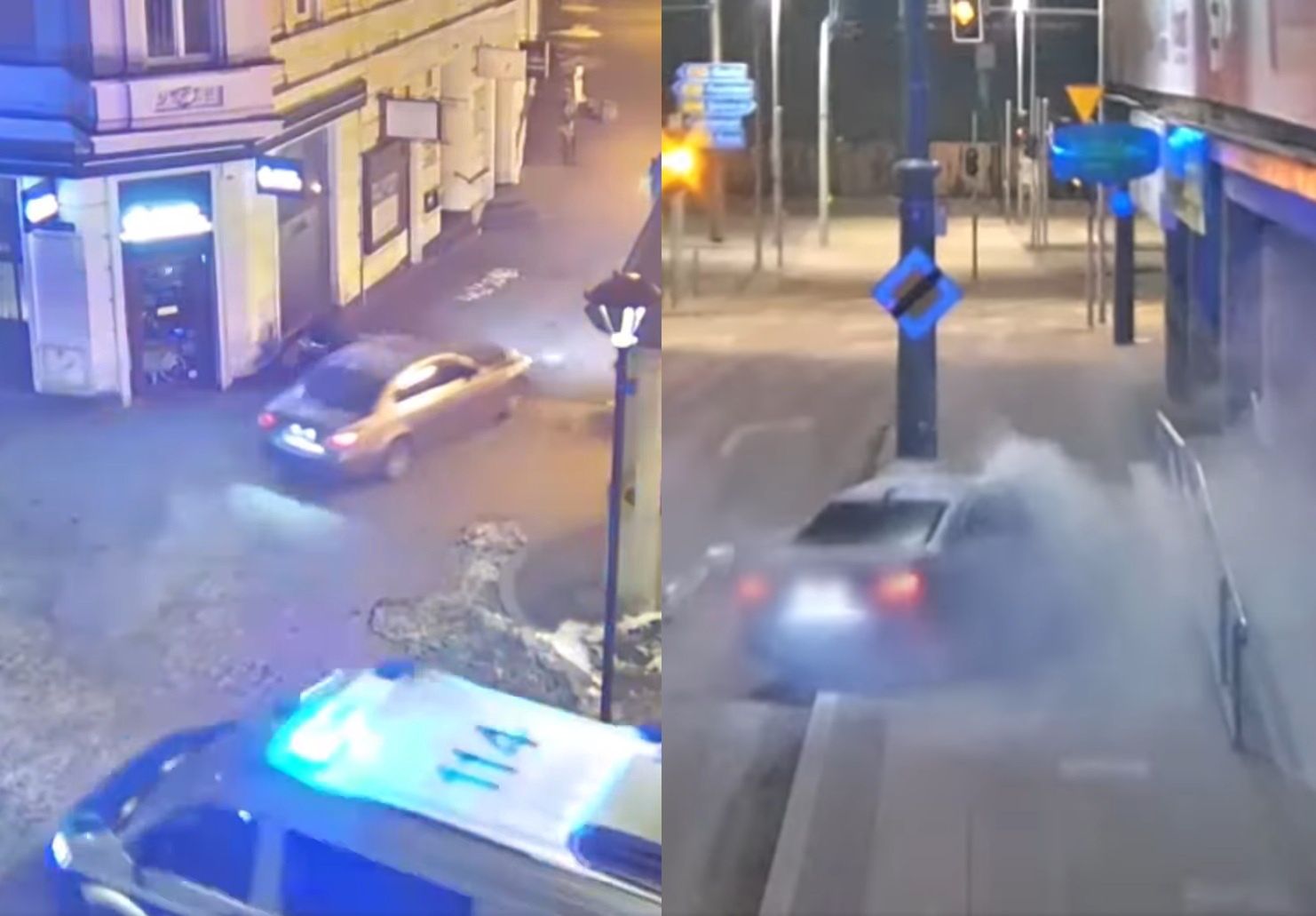 Uciekał przed policją. Rozbił bmw w centrum miasta. Jest nagranie