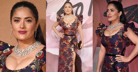 Tak ubiera się Salma Hayek: głębokie dekolty i kreacje od Gucci (ZDJĘCIA)