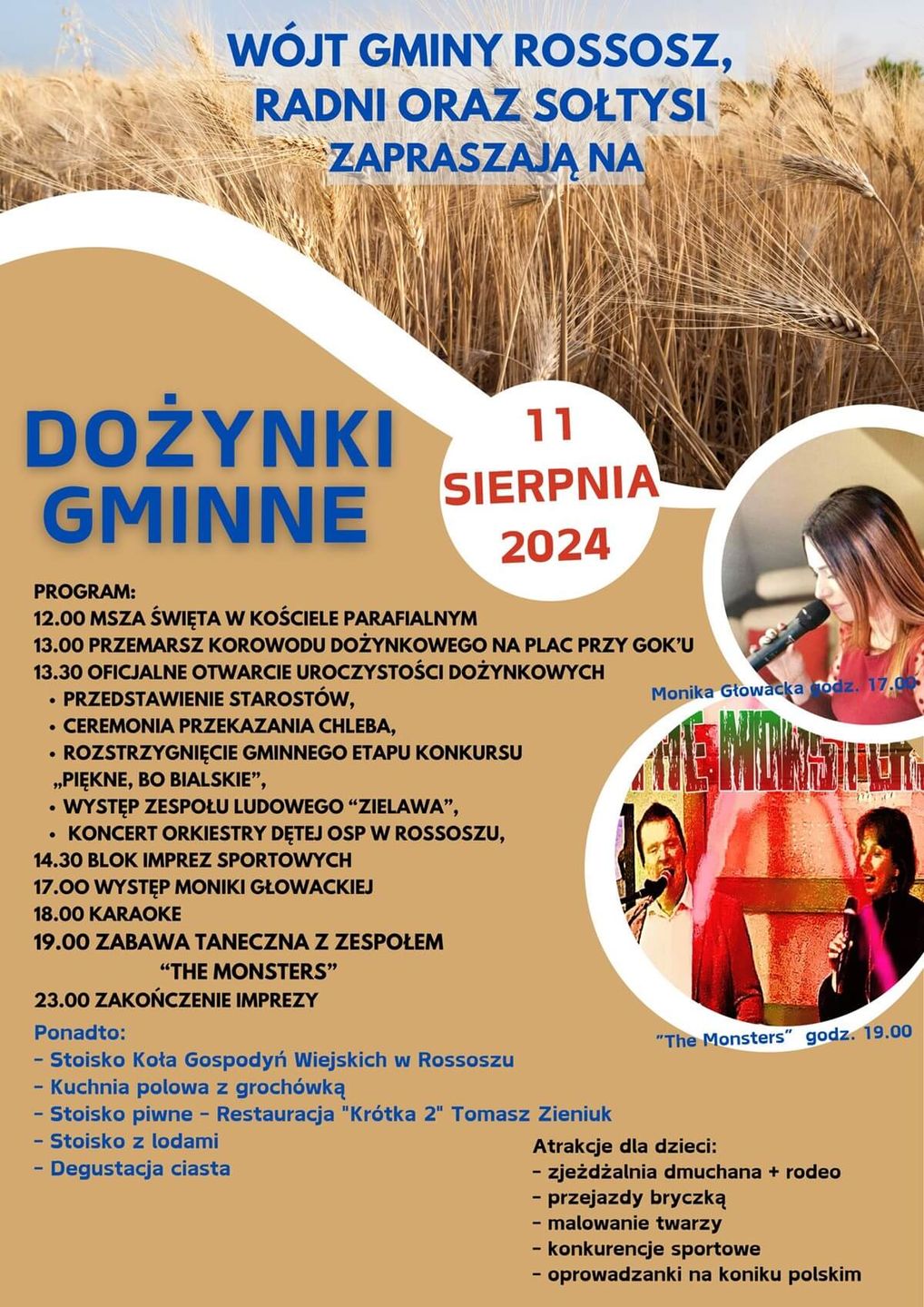 Dożynki w Rossoszu 2024 - plakat, program wydarzenia