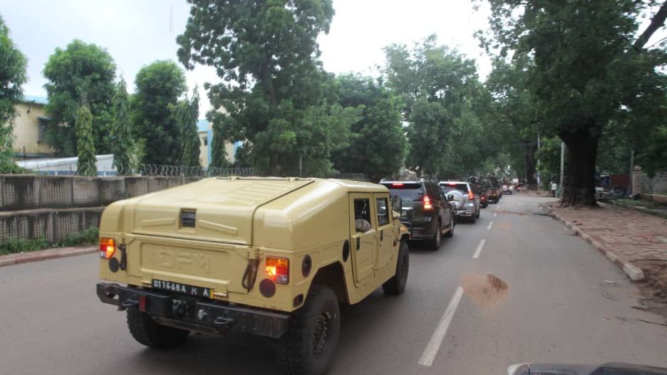 BAMAKO, MALI - AUGUST 19: Military vehicles move around Kati garrison where President Ibrahim Boubacar Keita who resigned after being detained by soldiers during the military coup, in the capital city Bamako, Mali on August 19, 2020. Kati garrison played an important role in removal of the former President Amadou Toumani Toure from power in 2012. (Photo by Fadi Cisse/Anadolu Agency via Getty Images)
