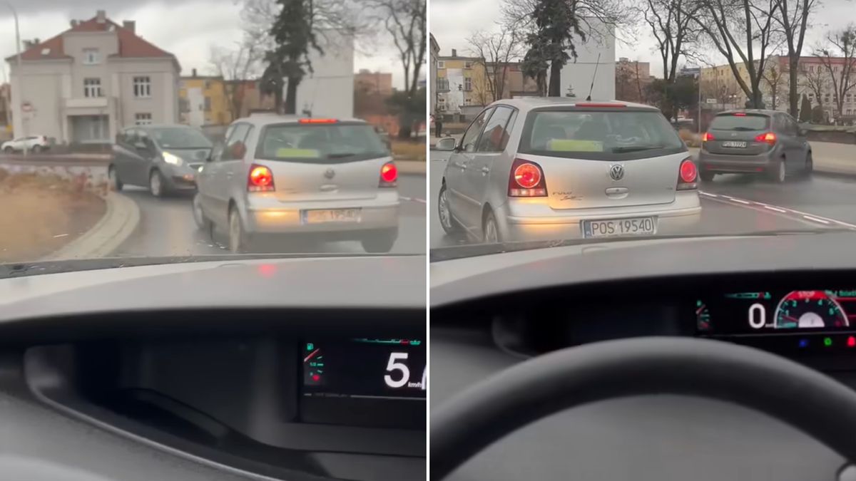 Ktoś pojechał na rondzie pod prąd