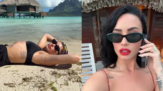 Szczuplutka Demi Lovato wdzięczy się w bikini na Bora-Bora. Czyżby podróż POŚLUBNA?