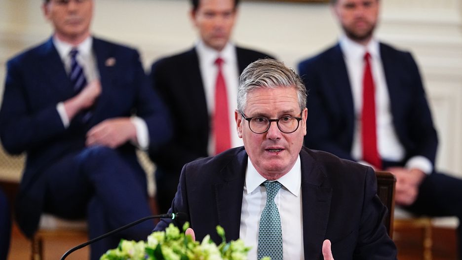 Keir Starmer, UK prime minister, speaks during a multilateral meeting with European leaders in the East Room of the White House in Washington, DC, US, on Monday, Aug. 18, 2025. US President Donald Trump said he hoped to secure an agreement for a trilateral meeting with Vladimir Putin and Ukrainian President Volodymyr Zelenskiy as he welcomed the Ukrainian leader to the White House for high-stakes talks on bringing an end to Russia's war on Ukraine. Photographer: Aaron Schwartz/CNP/Bloomberg via Getty Images