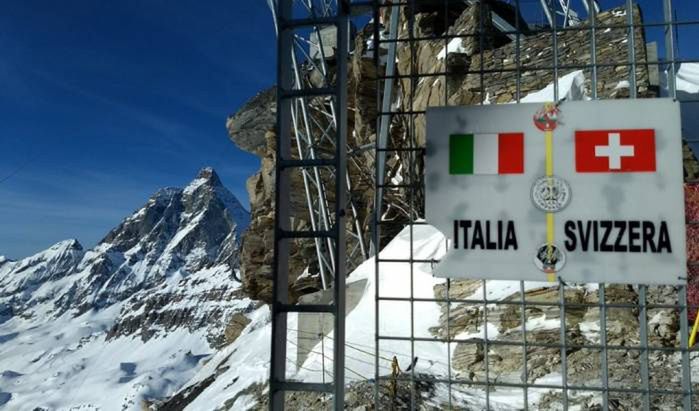 The border between Italy and Switzerland on the Matterhorn