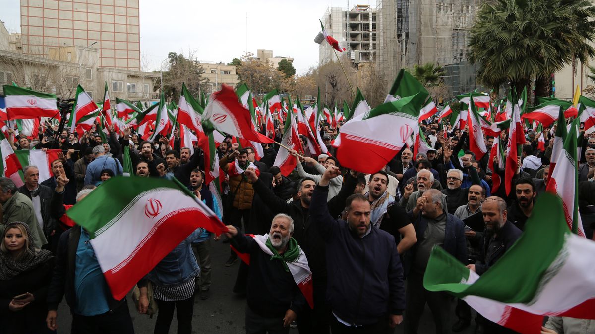 Iranians protest US-Israel attacks in Tehran
TEHRAN, IRAN - FEBRUARY 28: Iranians gather at Palestine Square carrying Iranian flags, chanting anti-U.S. and anti-Israel slogans to protest the attacks by the United States and Israel in Tehran, the capital of Iran, on February 28, 2026. (Photo by Fatemeh Bahrami/Anadolu via Getty Images)
Anadolu
chanting slogans, iranian flags, united states, demonstrations, attacks