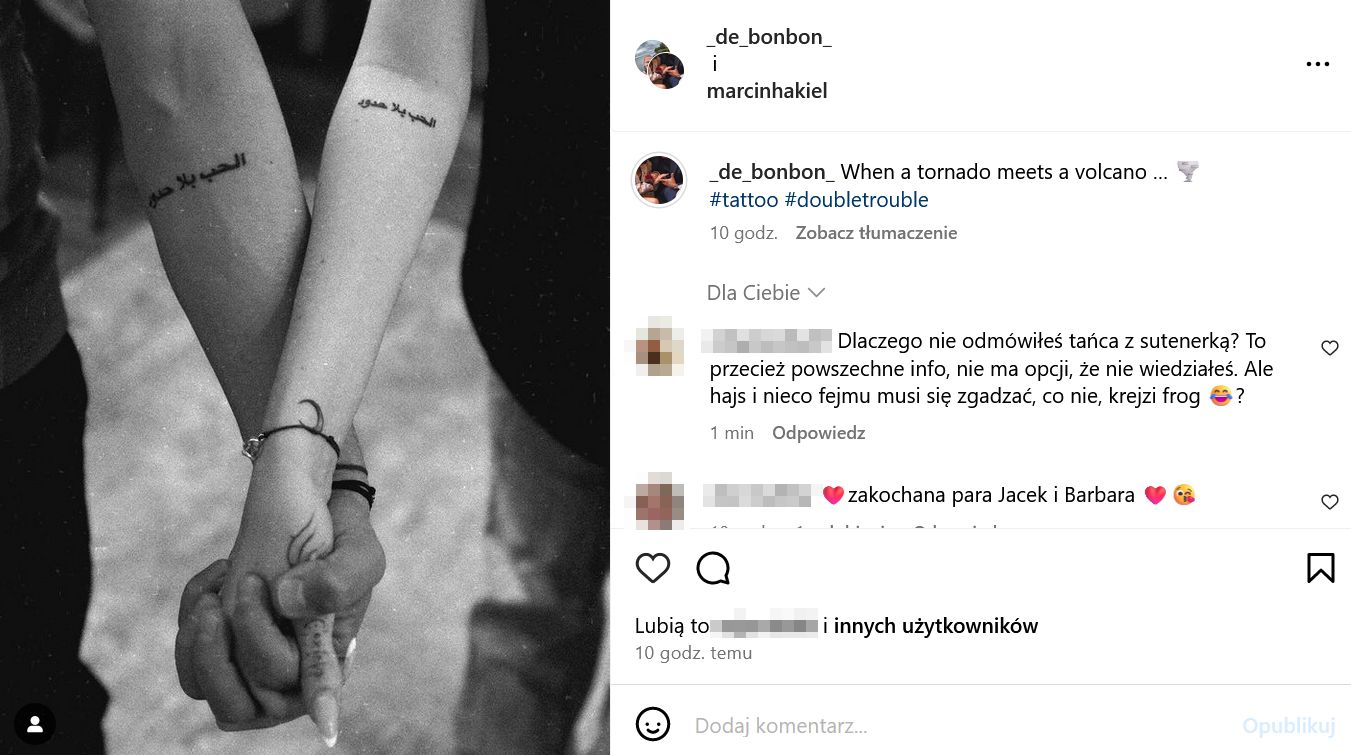 Marcin Hakiel i Dominika zrobili wspólny tatuaż