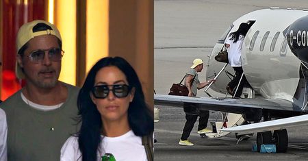 Brad Pitt i młodsza od niego o 29 lat Inés de Ramón w Madrycie. Odwiedzili jej rodzinę i ruszyli do PRYWATNEGO ODRZUTOWCA (ZDJĘCIA)