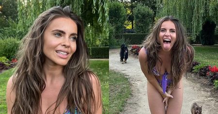 Odważna Edyta Herbuś w samym bikini dokazuje ze zgrają psów w parku (ZDJĘCIA)