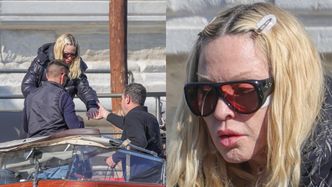 Naturalna Madonna z plastrem pod okiem zasiada do wodnej taksówki w Wenecji (ZDJĘCIA)