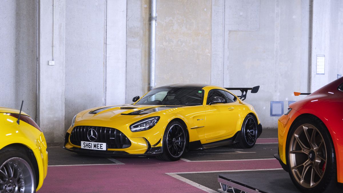 LONDON, UNITED KINDOM - APRIL 14: The Mercedes AMG GT Black Series at Petrolheadonism Underground. Petrolheadonism Underground is an annual car show held inside the carparks of Wembley Stadium, attracting some of the rarest cars ever built. (Photo by Martyn Lucy/Getty Images)