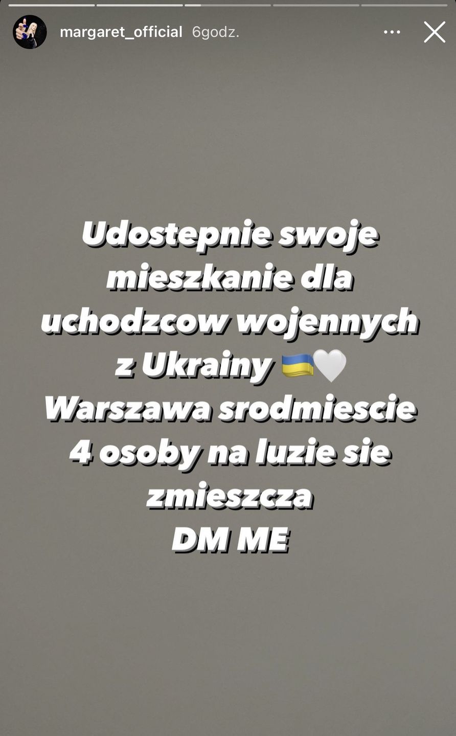 Margaret oferuje Ukraińcom swoje duże mieszkanie w centrum Warszawy