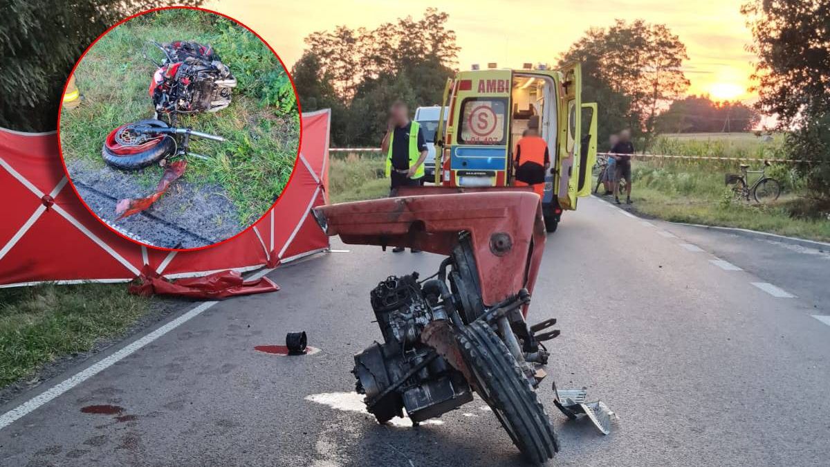Wypadek motocyklisty i ciągnika rolniczego w Zagródkach