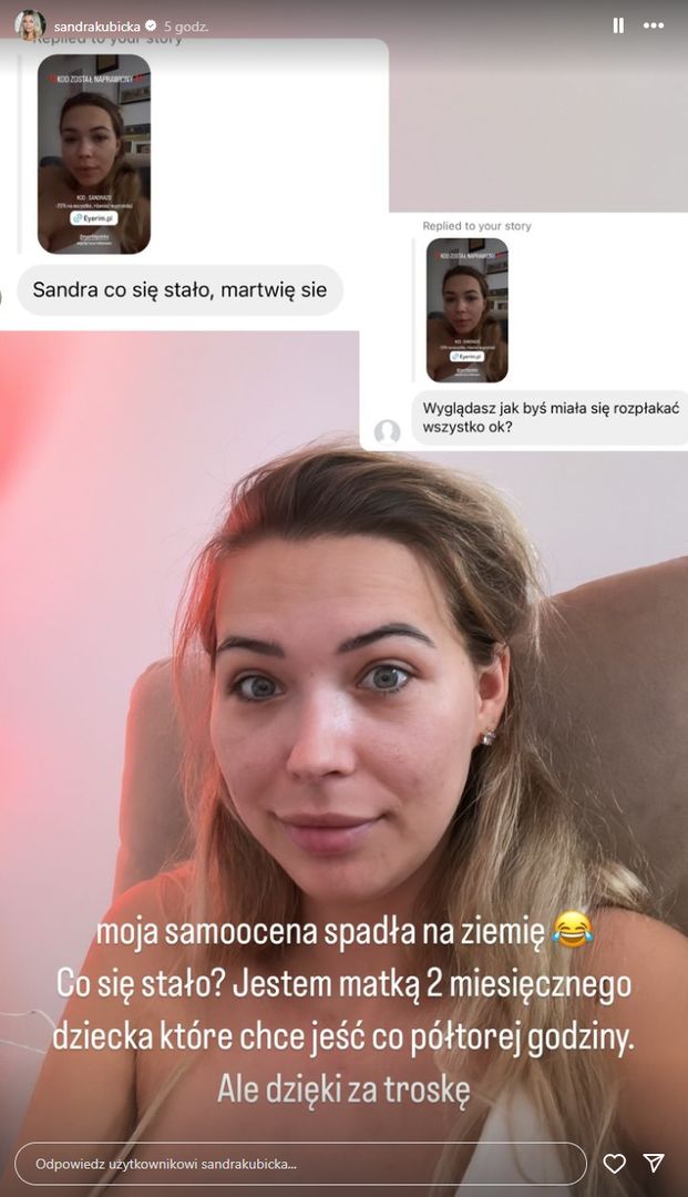 Sandra Kubicka otrzymuje wiadomości od zaniepokojonych fanów