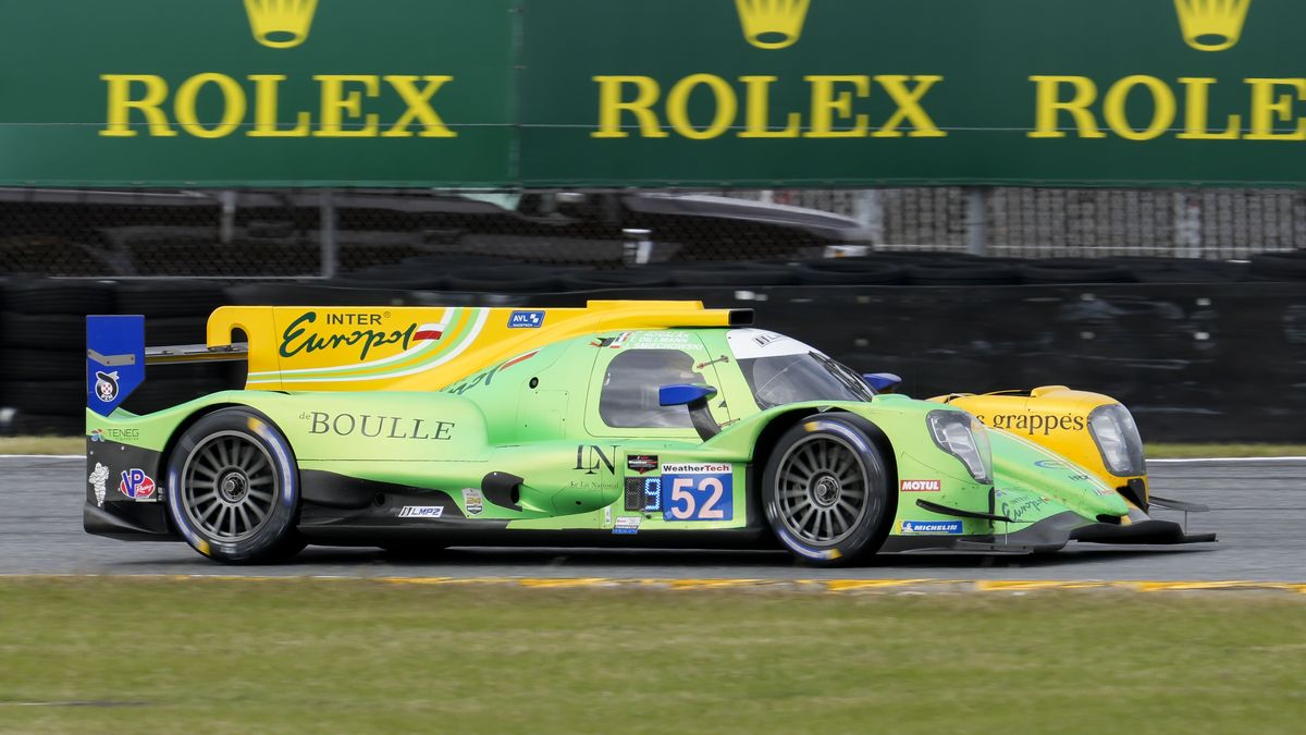 DAYTONA, FL - JANUARY 21: Inter Europol by PR1 Mathiasen driver Poland Jakub Smiechowski (52) LMP2 Oreca 07-Gibson during the Roar Before the 24 IMSA Qualifying on January 21st 2024, at Daytona Speedway in Daytona, FL. (Photo by Andrew Bershaw/Icon Sportswire via Getty Images)