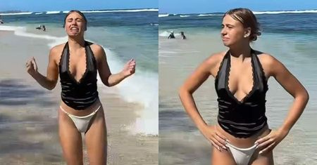Oliwia Bieniuk żegna się z Hawajami, hasając po plaży w topie oraz majtkach
