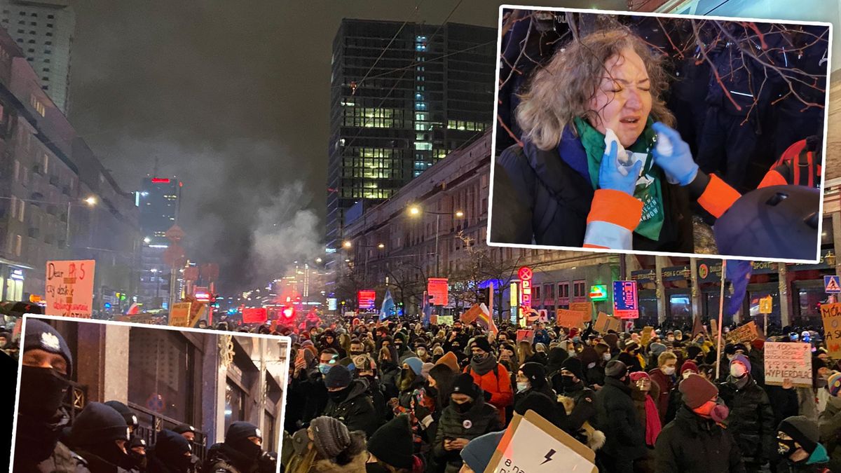 Trwają protesty Strajku Kobiet w Warszawie. Marta Lempart dostała od policjantów gazem 