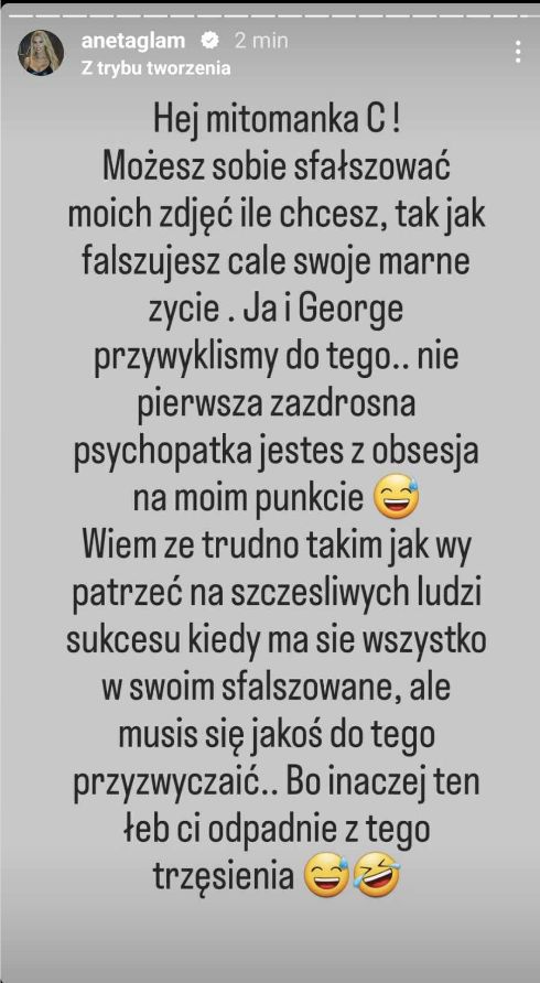 Aneta Glam odpowiada Caroline Derpienski