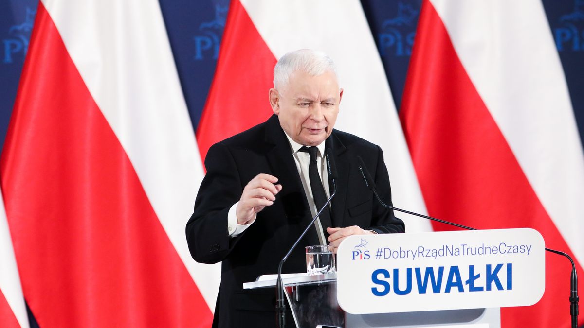 Na zdjęciu Jarosław Kaczyński w Suwałkach