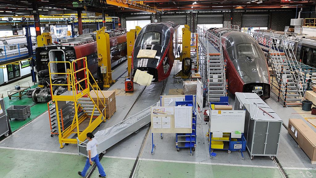 Inside Alstom Train Factory As France Manufacturing Rises
High-speed Alstom trains are seen on the assembly line at the Alstom SA factory in Aytre, France, on Monday, July 12, 2010. Alstom SA won a 33 million-euro ($42 million) contract to design and supply signaling and points equipment for New York City Transit's Flushing subway line. Photographer: Caroline Blumberg/Bloomberg via Getty Images
Bloomberg
EMEA, EUROPE, EUROPEAN, INDUSTRY, PLANT, PRODUCTION, TRAIN, TRANSPORT