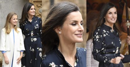 Zjawiskowa królowa Letizia przybywa na wielkanocną mszę w katedrze Palma de Mallorca