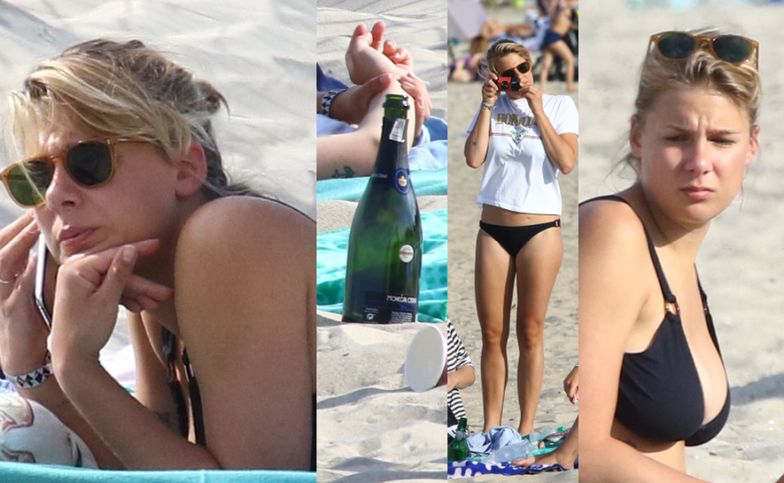 Marta Wierzbicka pije szampana na plaży