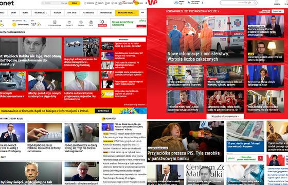 Strony główne: WP.pl z większą przewagą nad Onetem, duże spadki Interii i o2.pl