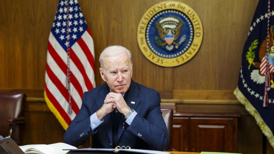 TemporaryIn this image released by the White House, US President Joe Biden speaks with Russian President Vladimir Putin from the presidential retreat in Camp David, Maryland, on February 12, 2022. - President  Biden warned President Putin in the phone call that the US "will respond decisively and impose swift and severe costs on Russia" should it invade Ukraine. According to a readout from the White House, Biden stressed that "while the United States remains prepared to engage in diplomacy, in full coordination with our Allies and partners, we are equally prepared for other scenarios." (Photo by WHITE HOUSE / AFP) / RESTRICTED TO EDITORIAL USE - MANDATORY CREDIT "AFP PHOTO / The White House"  - NO MARKETING NO ADVERTISING CAMPAIGNS - DISTRIBUTED AS A SERVICE TO CLIENTS-