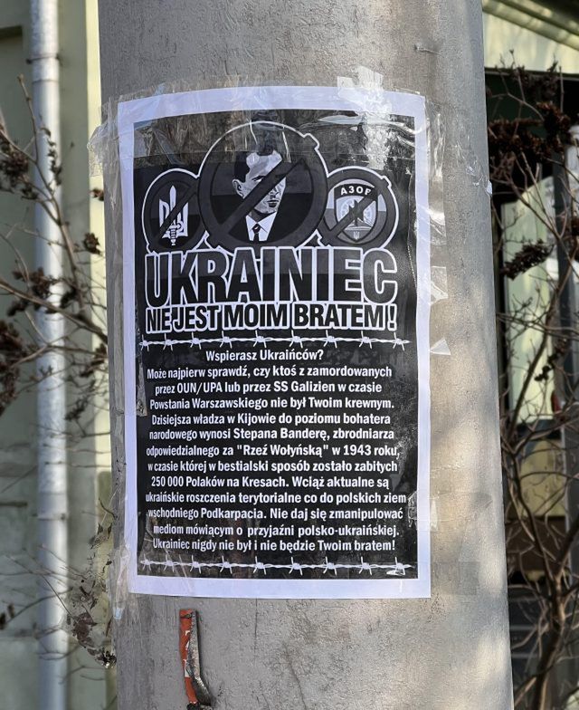 Antyukraińskie plakaty na terenie Lublina. „Ukrainiec nie jest moim bratem” (zdjęcia)