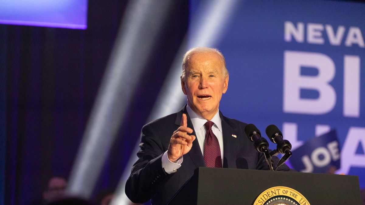 NORTH LAS VEGAS, NEV - FEBRUARY 4: President Joe Biden speaks during a campaign event at Pearson Community Center in North Las Vegas, Nev. on Sunday, Feb. 4, 2024. (Mikayla Whitmore for The Washington Post via Getty Images)