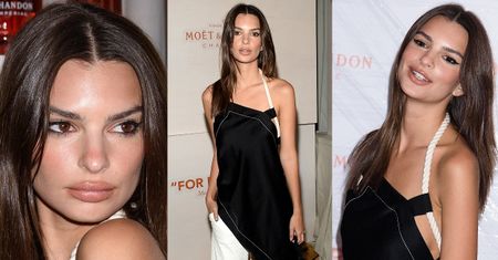 Emily Ratajkowski w drogim fartuchu na imprezie szampana