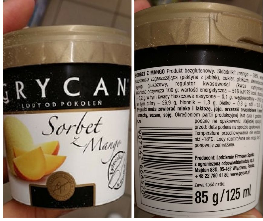 Sorbet z mango Grycan