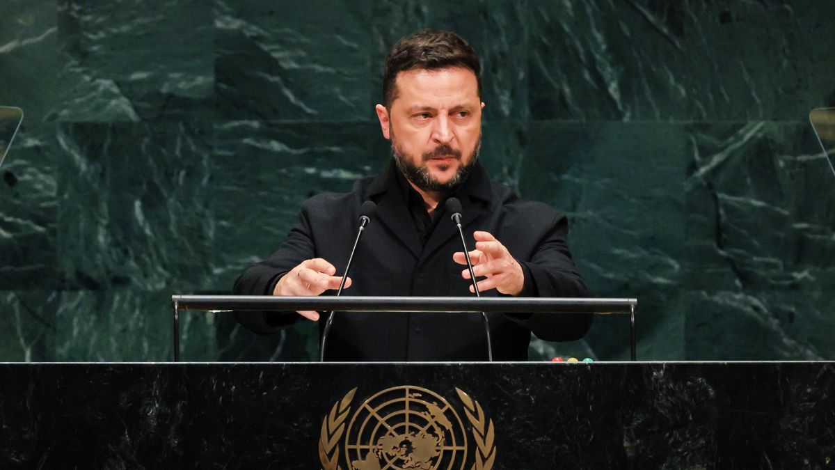 World Leaders Gather For United Nations General Assembly
NEW YORK, NEW YORK - SEPTEMBER 23: Ukraine's President Volodymyr Zelenskyy speaks during the 81st session of the United Nations (U.N.) General Assembly at U.N. Headquarters on September 23, 2026 in New York City. World leaders have gathered in New York for the annual session of the United Nations General Assembly, with this year's global issues ranging from the threat of artificial intelligence to the continued wars in Ukraine and Gaza. (Photo by Spencer Platt/Getty Images)
Spencer Platt
un, bestof, topix