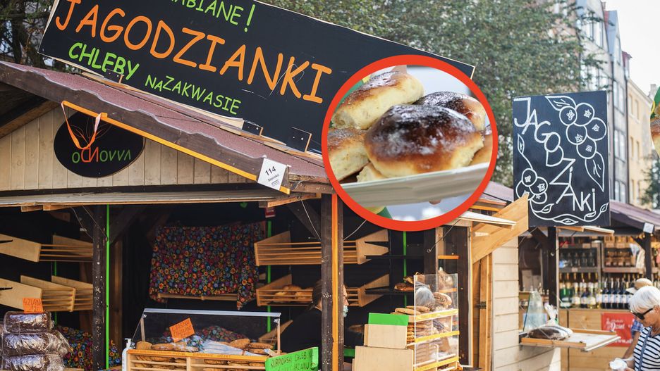 Stoisko z jagodziankami na Jarmarku Dominikańskim w Gdańsku